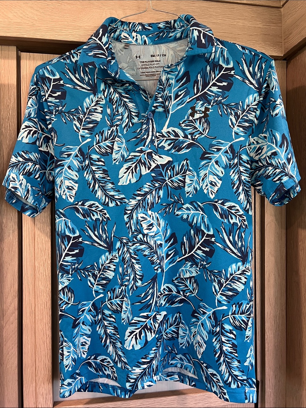 Under Armour Blue Tropical Leaf Polo